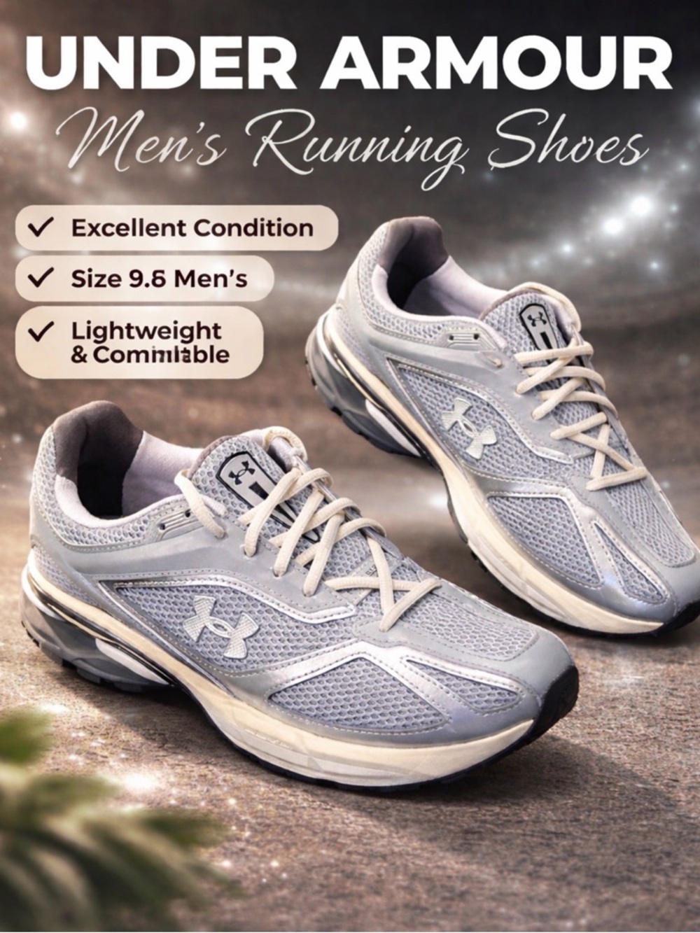 Under Armour HOVR Apparition grey/silver sz 9.5 Men’s - Picture 6 of 6